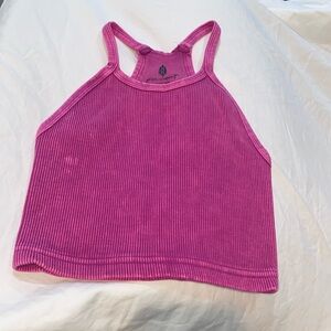 Free People Happiness Runs Crop Top in Raspberry Pink Mineral Wash NWOT XS/S
